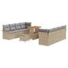 vidaXL Garten-Sofa-Set mit Kissen mit Kissen 11 pcs Beige und Hellgrau