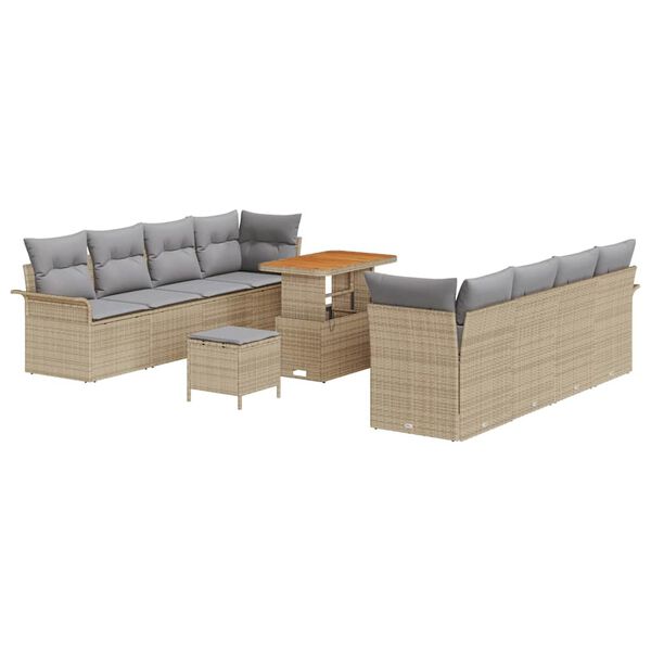 vidaXL Garten-Sofa-Set mit Kissen mit Kissen 11 pcs Beige und Hellgrau