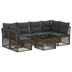 vidaXL Gartensofa-set 7 Stk. Grau Poly-Rattan