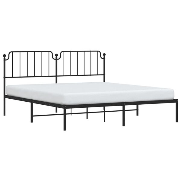 vidaXL Bettgestell mit Kopfteil Metall Schwarz 180x200 cm