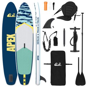 vidaXL SUP Board mit Sitz 2-in-1 APEX 305 x 76 x 15 cm Dunkelblau