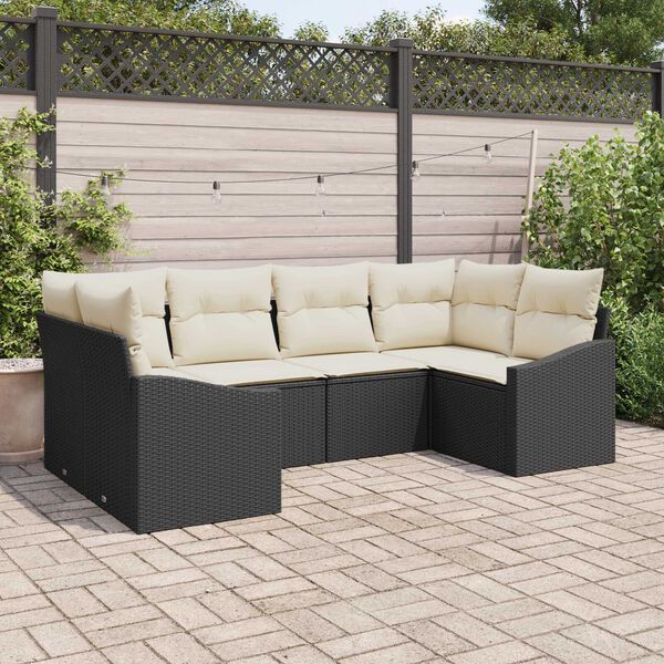 vidaXL Gartensofa-set mit Speicher 6 pcs Schwarz und Creme Poly-Rattan