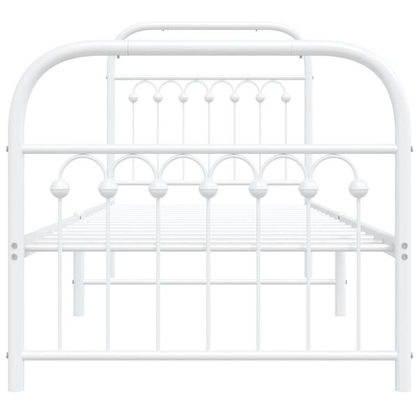 vidaXL Bettgestell mit Kopf- und Fu&szlig;teil Metall Wei&szlig; 75x190 cm