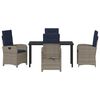 vidaXL Garten Essgruppe mit Kissen 5 pcs Grau Poly-Rattan