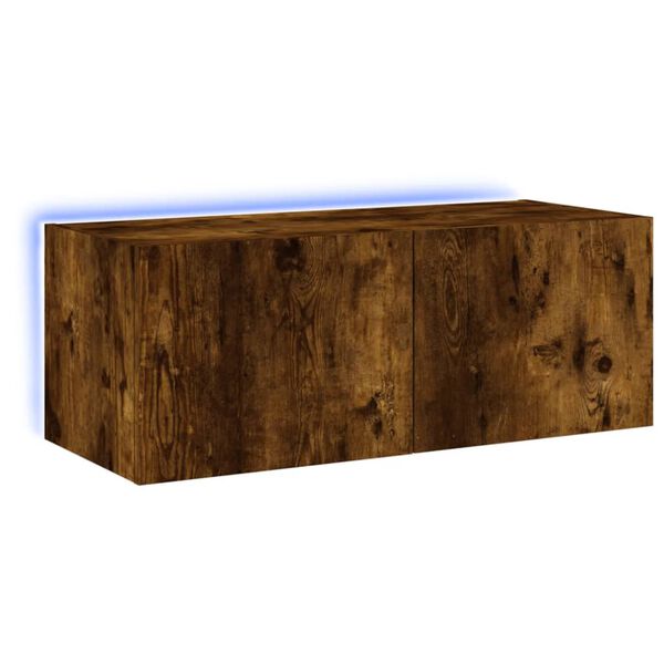 vidaXL TV-Wandschrank mit LED-Leuchten R&auml;uchereiche 80x35x31 cm