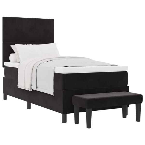 vidaXL Boxspringbett mit Matratze Schwarz 90 x 200 cm Samt