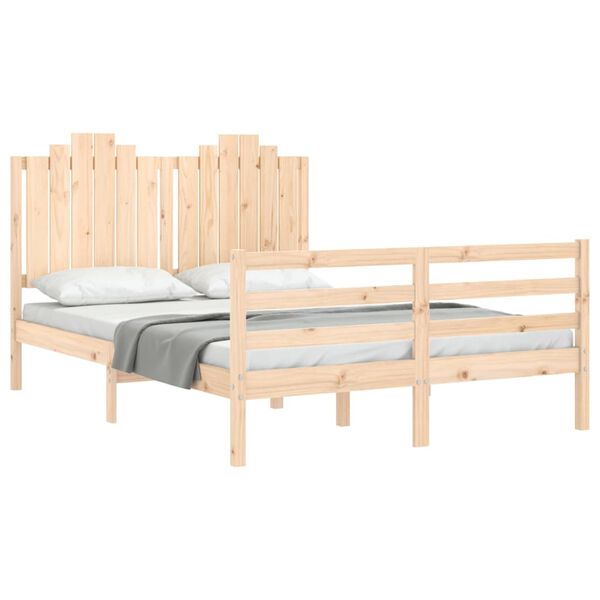 vidaXL Massivholzbett mit Kopfteil 140x190 cm