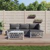 vidaXL 5-tlg. Garten-Lounge-Set mit Kissen Weiß Stahl