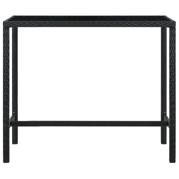 vidaXL Garten-Bartisch Schwarz 130x60x110 cm Poly Rattan und Glas