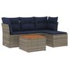 vidaXL 5-teiliges Gartensofa-Set mit Kissen, grau, Polyrattan