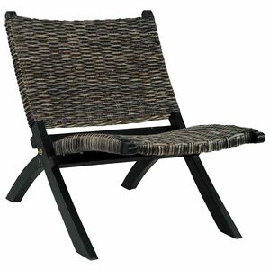 vidaXL Relaxstuhl Schwarz Natur Kubu-Rattan und Massivholz Mahagoni