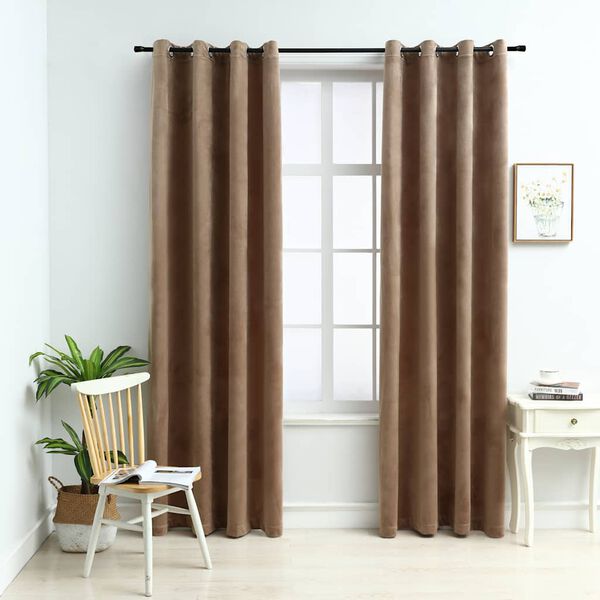 vidaXL Verdunkelungsvorh&auml;nge mit &Ouml;sen 2 Stk. Samt Beige 140x175 cm