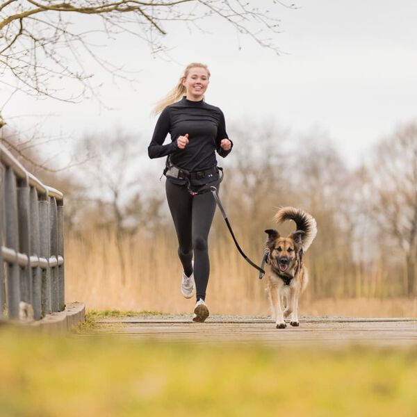 TRIXIE Hunde-Joggingg&uuml;rtel mit Leine Grau und Schwarz