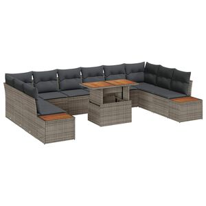 vidaXL Gartensofa-set 11 Stk. Grau Poly-Rattan