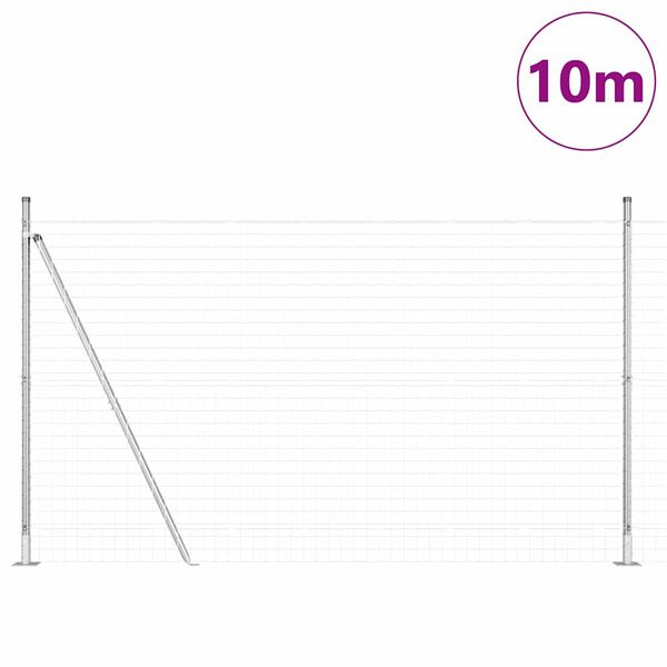 vidaXL Zaun mit Pfosten Silber 1,5 x 10 m Stahl