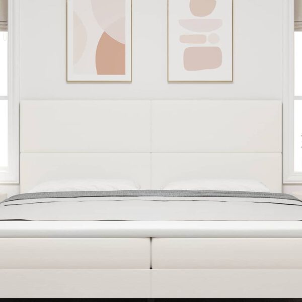 vidaXL LED Kopfteil mit LED-Lichtleisten Creme 200 cm Polyester