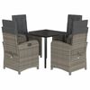 vidaXL 5-tlg. Garten-Essgruppe mit Kissen Grau Poly Rattan
