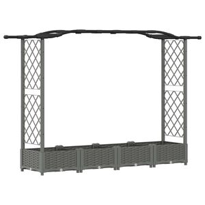 vidaXL Hochbeet mit Rankgitter und Dach Hellgrau 207 x 40 x 123 cm PP