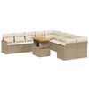 vidaXL 11-tlg. Garten-Sofagarnitur mit Kissen Beige Poly Rattan