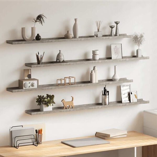 vidaXL Wandregale 4 Stk. Betongrau 115x9x3 cm