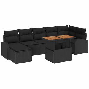 vidaXL Garten-Sofa-Set mit Kissen 8 pcs Schwarz