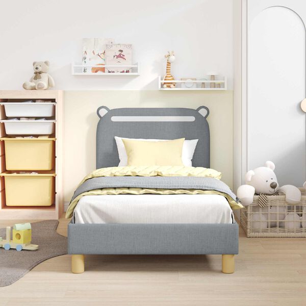 vidaXL Kinderbettgestell mit Kopfteil Hellgrau 80 x 160 cm Stoff