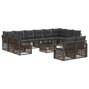 vidaXL Gartensofa-set 13 stk. Grau Poly-Rattan