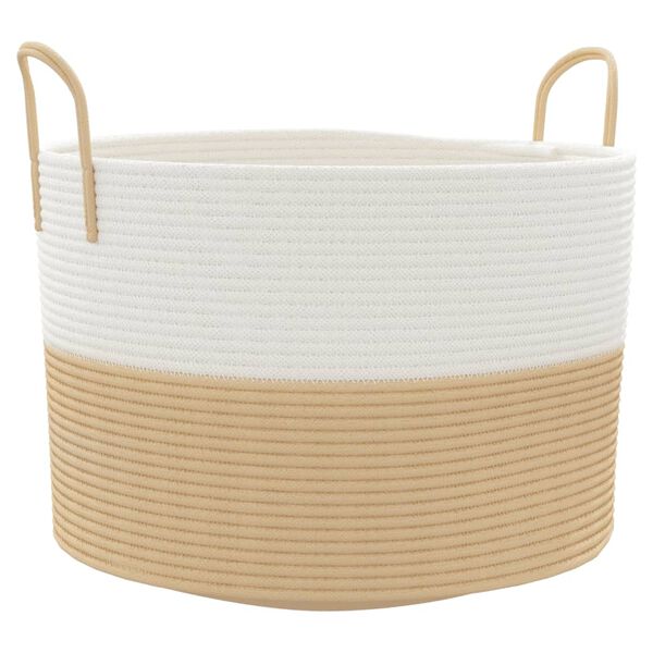 vidaXL Aufbewahrungskorb Beige und Wei&szlig; &Oslash;51x33 cm Baumwolle