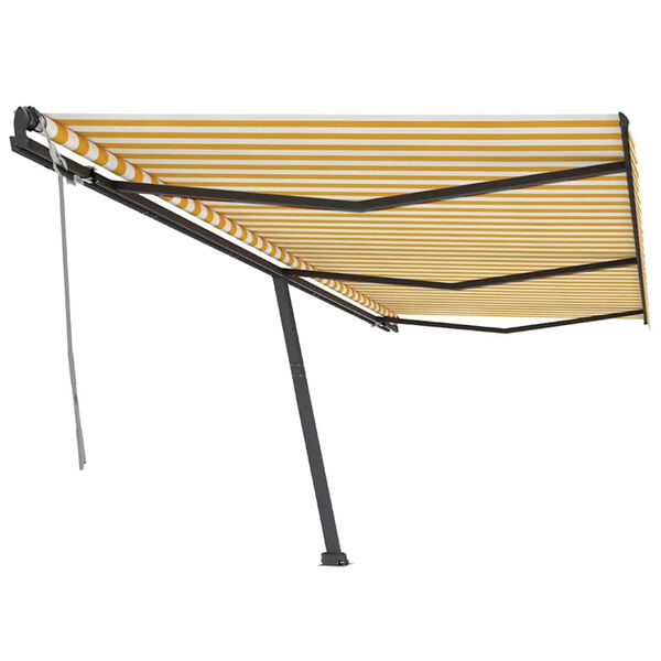 vidaXL Standmarkise Manuell Einziehbar 600x350 cm Gelb/Wei&szlig;