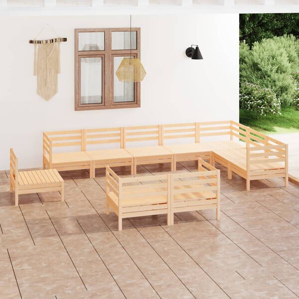 vidaXL 10-tlg. Garten-Lounge-Set Massivholz Kiefer