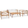 vidaXL 4-tlg. Garten-Lounge-Set mit Auflagen Massivholz Teak