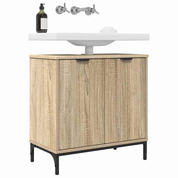 vidaXL Waschbeckenschrank mit T&uuml;r Sonoma-Eiche 60,5 x 33,5 x 61 cm