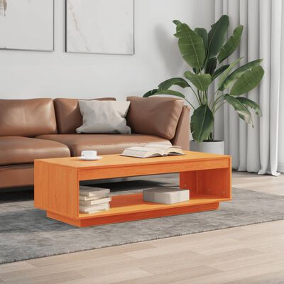 vidaXL Couchtisch Wachsbraun 110x50x33,5 cm Massivholz Kiefer