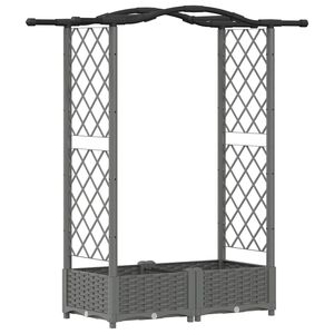 vidaXL Hochbeet mit Rankgitter und Dach Hellgrau 124 x 40 x 123 cm PP