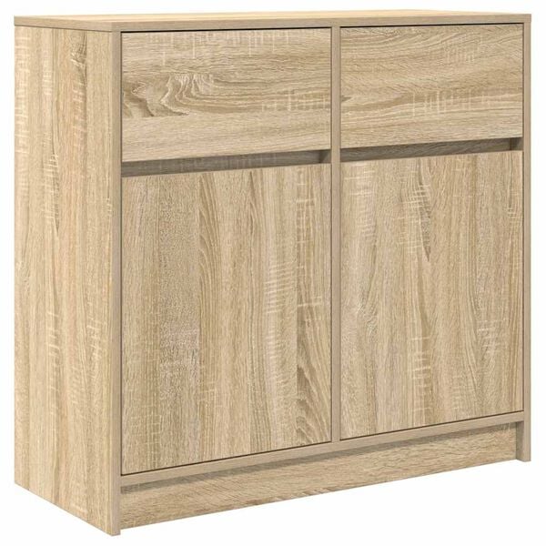 vidaXL Sideboard mit Schublade Sonoma-Eiche 80x34x76 cm Holzwerkstoff