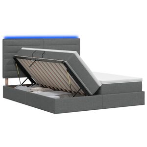 vidaXL LED-Speicherbett mit Matratze Dunkelgrau 200 x 200 cm Stoff