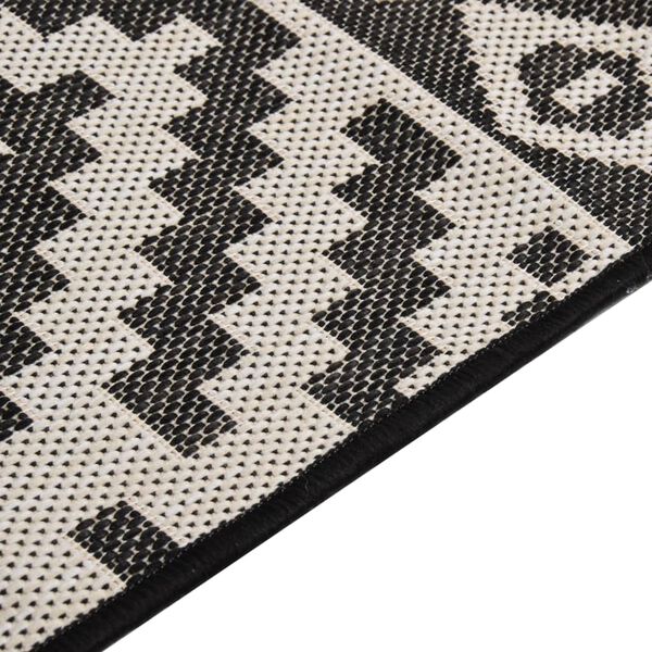 vidaXL Outdoor-Teppich Flachgewebe 140x200 cm Schwarz Gestreift