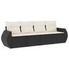vidaXL 4-tlg. Garten-Sofagarnitur mit Kissen Schwarz Poly Rattan
