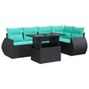 vidaXL 6-tlg. Garten-Sofagarnitur mit Kissen Schwarz Poly Rattan