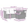 vidaXL 5-tlg. Garten-Sofagarnitur mit Kissen Grau Poly Rattan