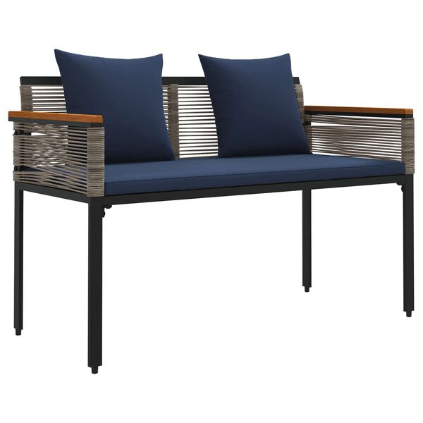 vidaXL Bank Outdoor Grau und Marineblau 117 x 54 x 74,5 cm Poly-Rattan