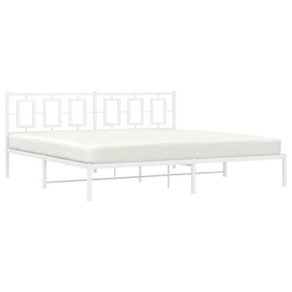vidaXL Bettgestell mit Kopfteil Metall Wei&szlig; 200x200 cm