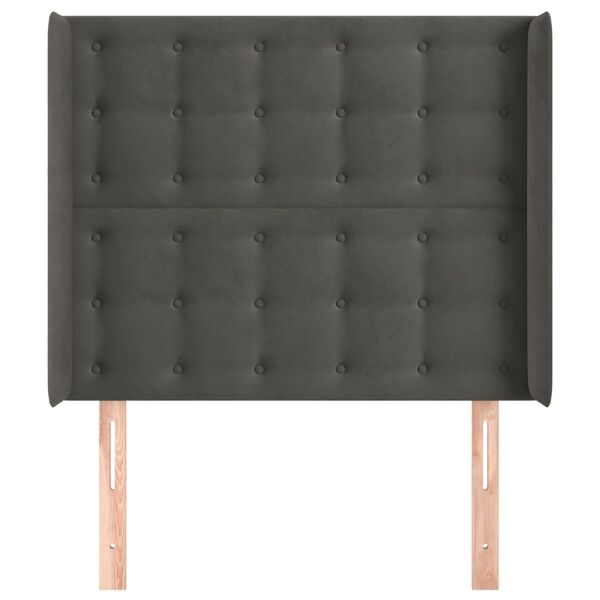 vidaXL Kopfteil mit Ohren Dunkelgrau 93x16x118/128 cm Samt