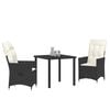 vidaXL Garten Essgruppe mit Kissen 3 pcs Schwarz Poly Rattan