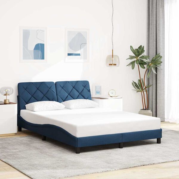 vidaXL Bettgestell mit LED ohne Matratze Blau 120x200 cm Stoff