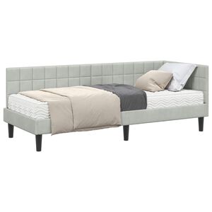 vidaXL Eckbettgestell mit Matratze 2 stk. Hellgrau 80 x 200 cm Samt