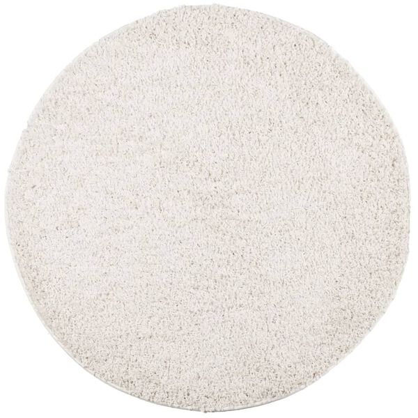 vidaXL Teppich Shaggy Hochflor Modern Creme &Oslash; 160 cm