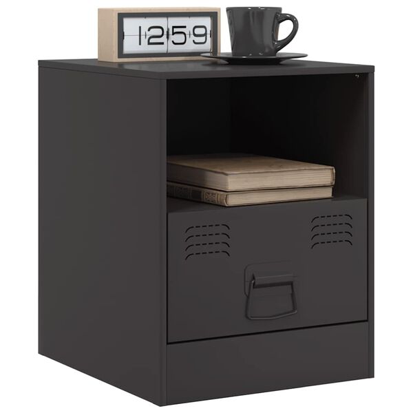 vidaXL Nachttisch Schwarz 34,5x39x44 cm Stahl