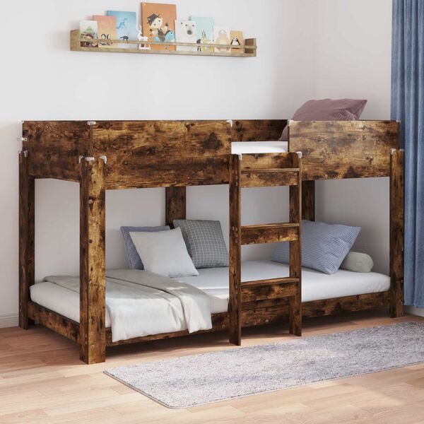 vidaXL Etagenbett f&uuml;r Kinder Ger&auml;ucherte Eiche 90 x 200 cm