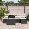 vidaXL Garten-Sofa-Set mit Kissen 6 pcs Schwarz Poly Rattan
